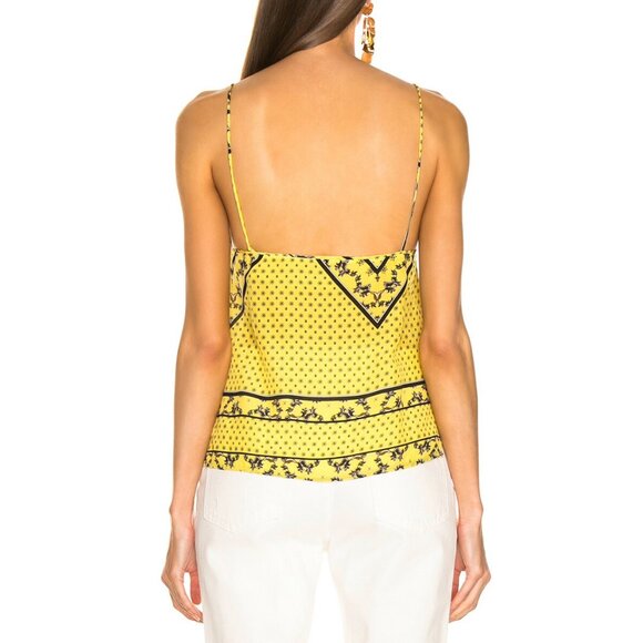 Ganni Silk Mix Top in Minion Yellow ASO Emily in Paris - Picture 6 of 10
